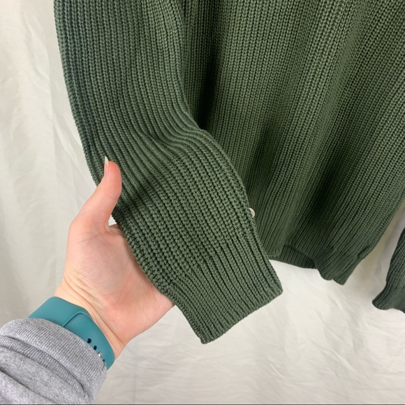 Mens Green Zara Ribbed Knit Sweater - Picture 3 of 7